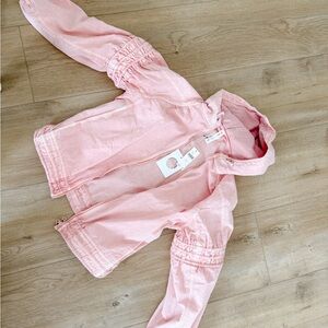 NWT Anthropologie Daily Practice Pink Hooded Ruffle Jacket - XXS